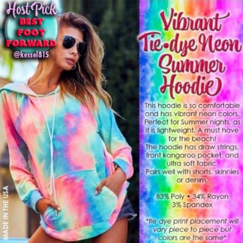 Vibrant Tie Dye Neon Summer Hoodie HOST PICK